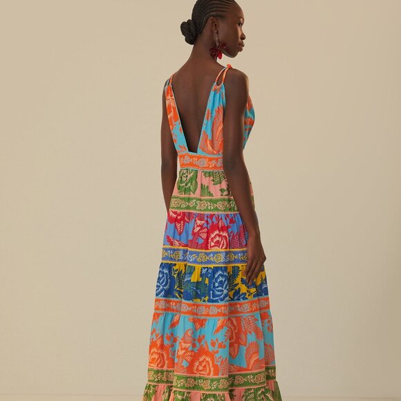 FARM RIO Mixed Lace Garden Midi Dress NWT - Picture 2 of 13